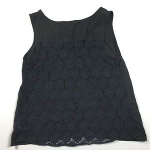 Dress Me Up Black Floral Mesh Pocket Tank Blouse